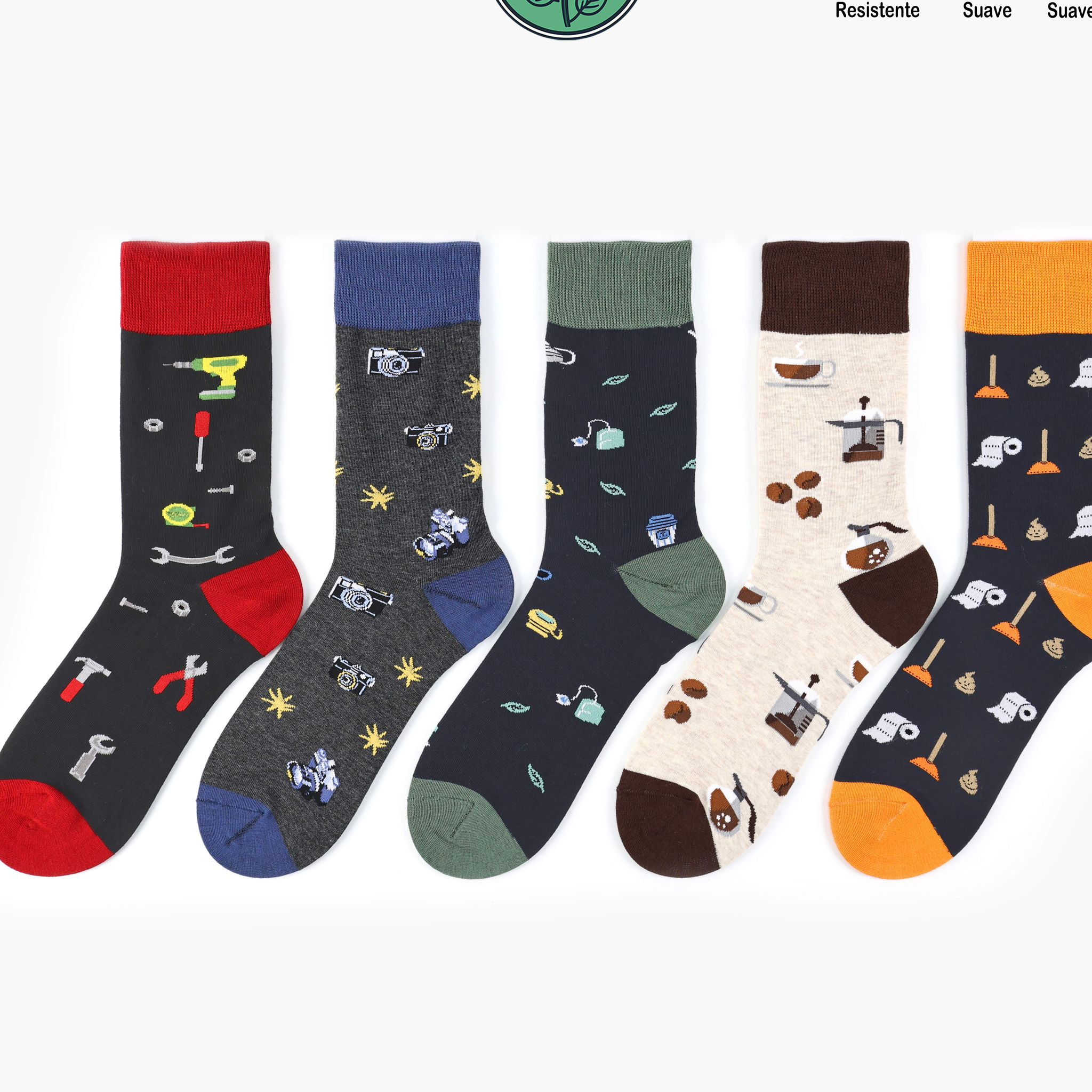 Calcetines de Algodón Estampados de Hombre