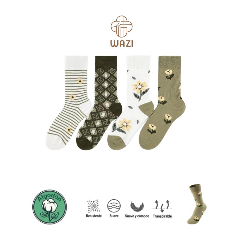 Calcetines de Algodón Estampados de Mujer
