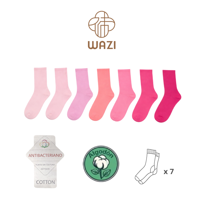 Calcetines Unisex Lisos Colores 7 Pares