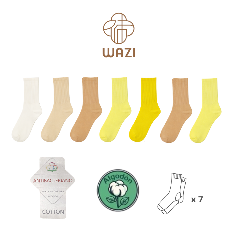 Calcetines Unisex Lisos Colores 7 Pares