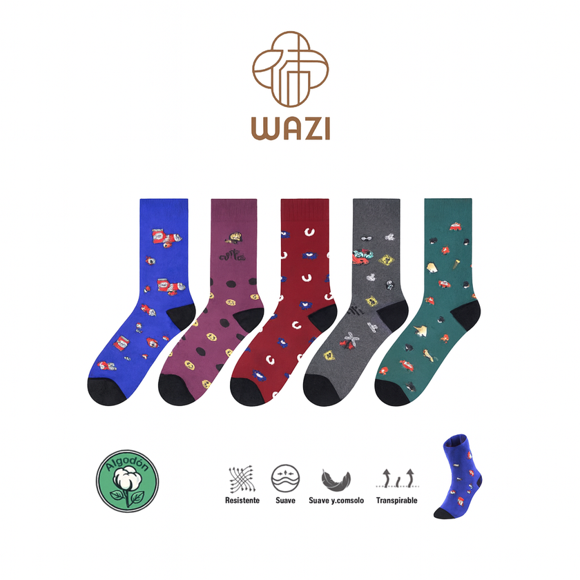 Calcetines Sin Puño Estampados Hombre Sin Goma