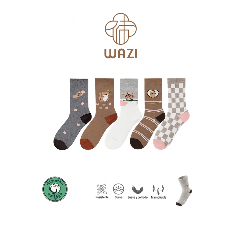 Calcetines Sin Puño Estampado Mujer Sin Goma