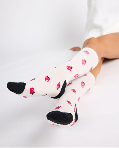 Calcetines antibacterianos estampados de fresa