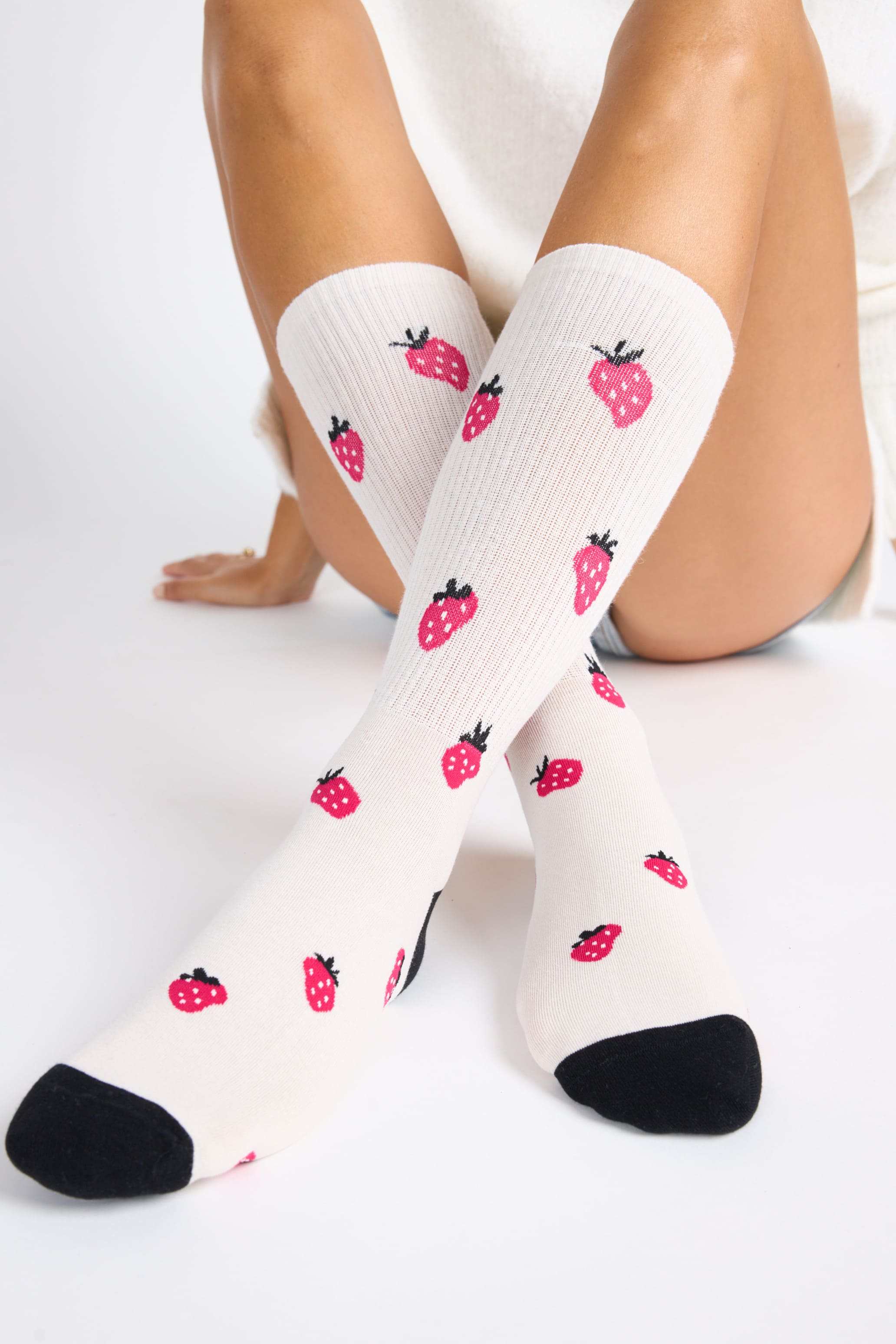 Calcetines antibacterianos estampados de fresa